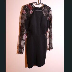 A Byer Black Floral Sleeve Dress Size 3 Formal Semi Formal